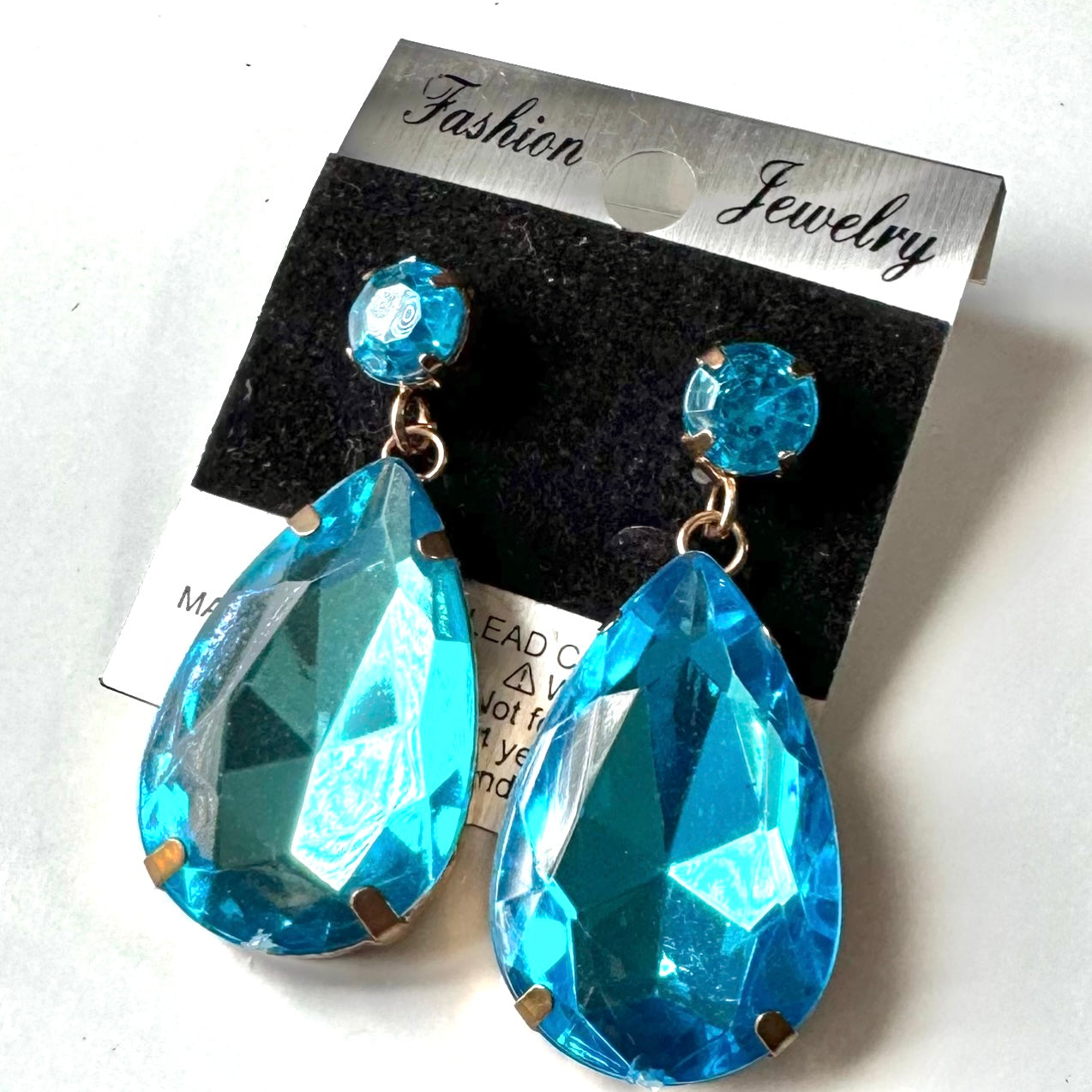 Dangle Earrings blue teardrop