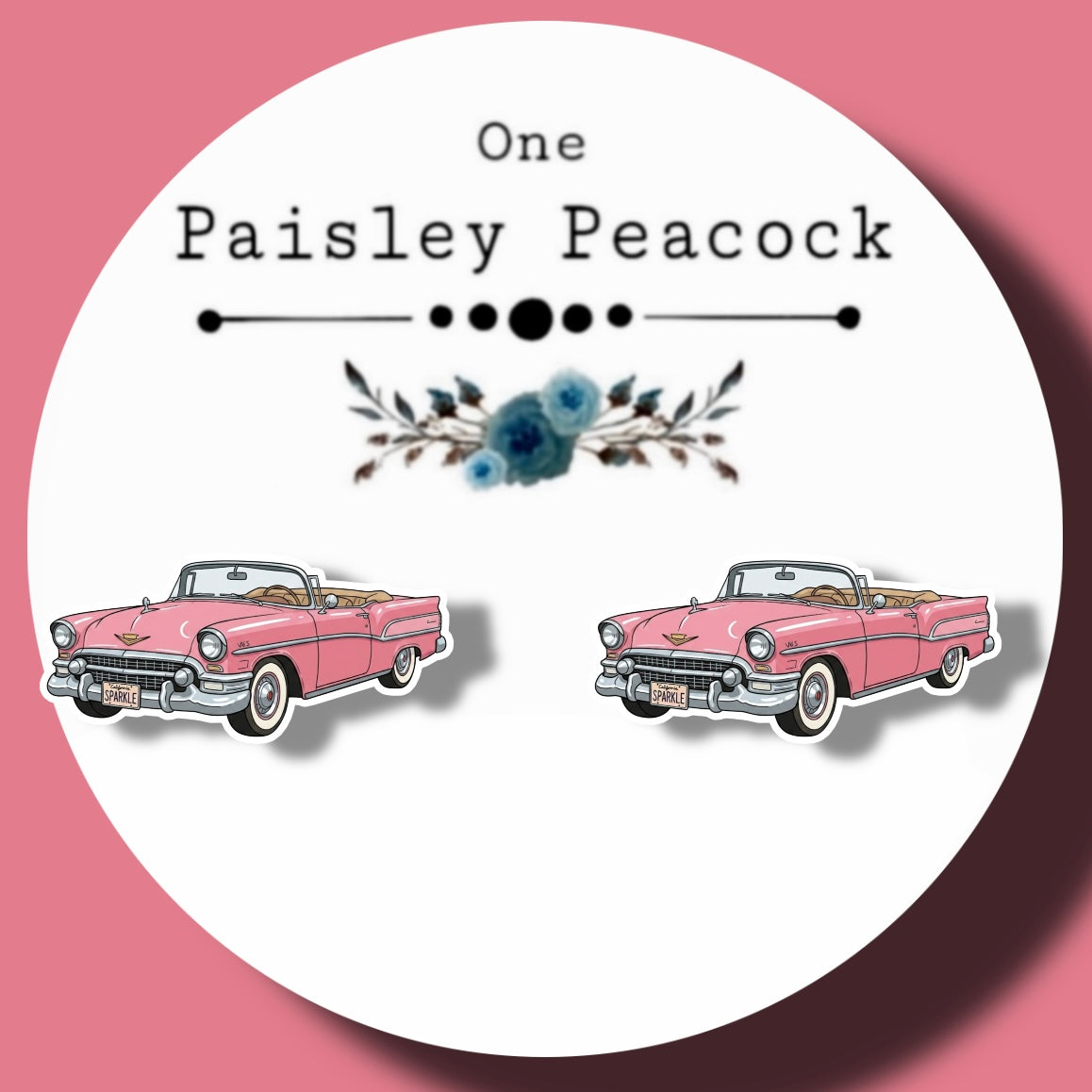 PINK CADILLAC STUD EARRINGS