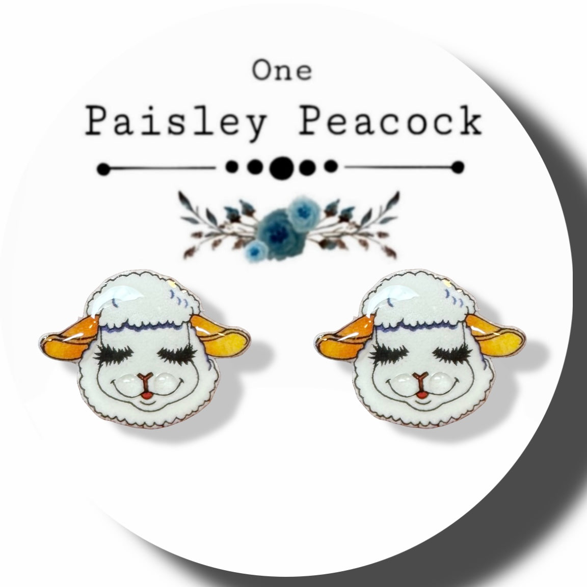 Lamb chop inspired stud earrings handmade