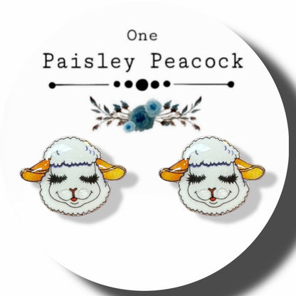 Lamb chop inspired stud earrings handmade