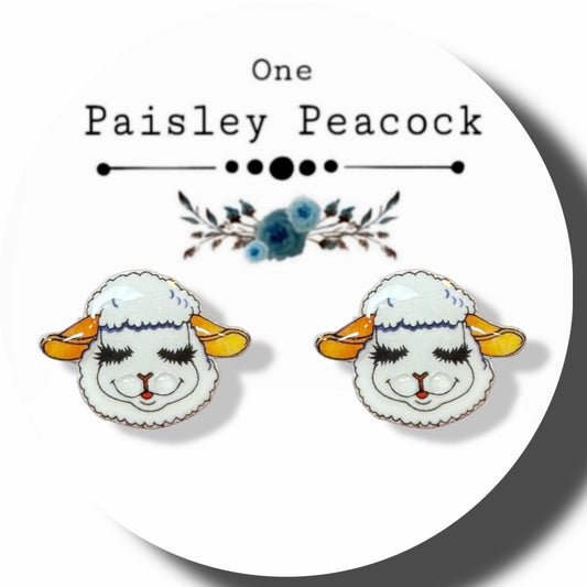 Lamb chop inspired stud earrings handmade