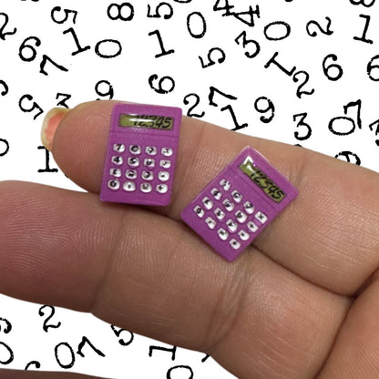 Purple Math Calculator stud earrings