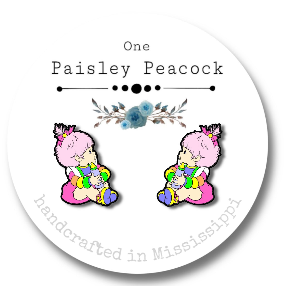 Rainbow Brite stud earrings