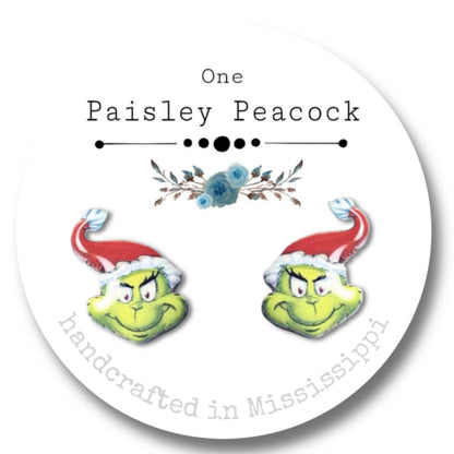 Grinch cartoon stud earrings