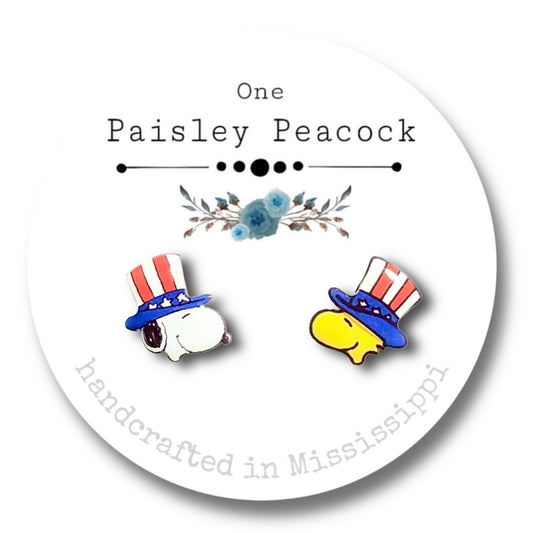 Stud earrings-4th of July-snoopy woodstock