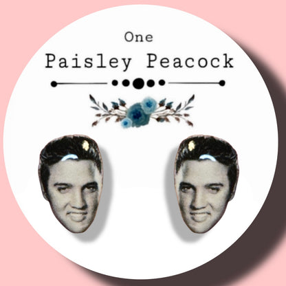 Elvis inspired stud earrings black white