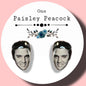 Elvis inspired stud earrings black white