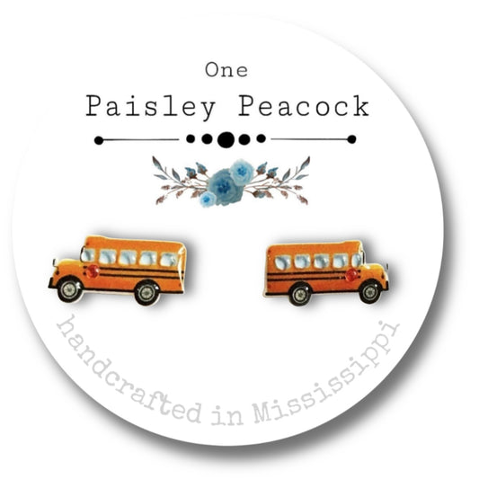 School earrings-bus