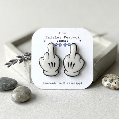 Mickey Mouse Glove inspired F-bomb stud earrings