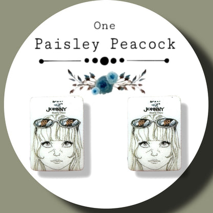 Jean and Johnny book inspired stud earrings