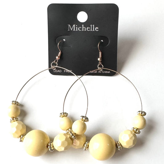 Dangle Earrings Yellow Beaded Hoops