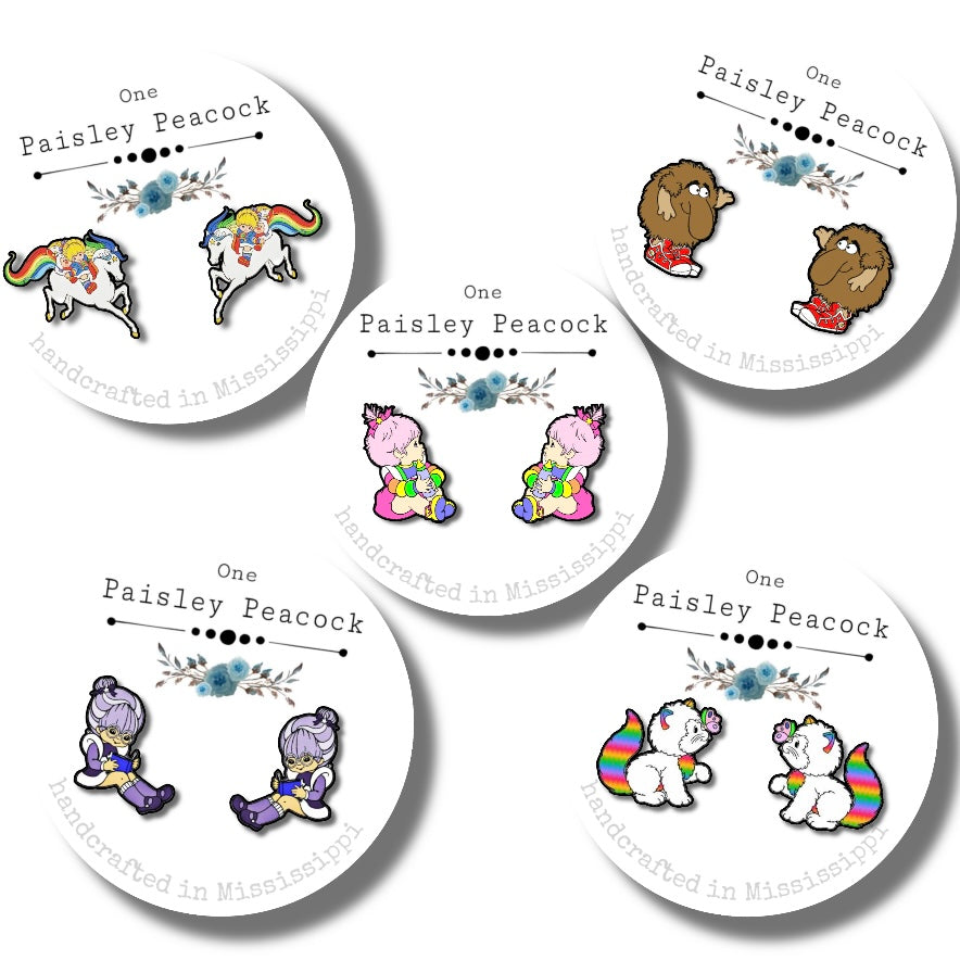 Rainbow Brite stud earrings
