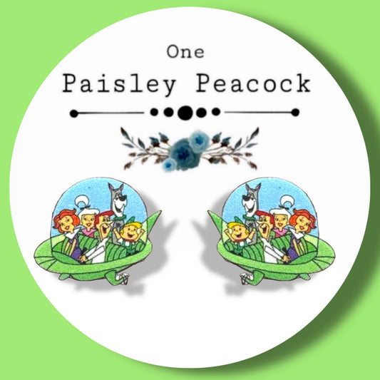 The Jetsons inspired handmade stud earrings spaceship