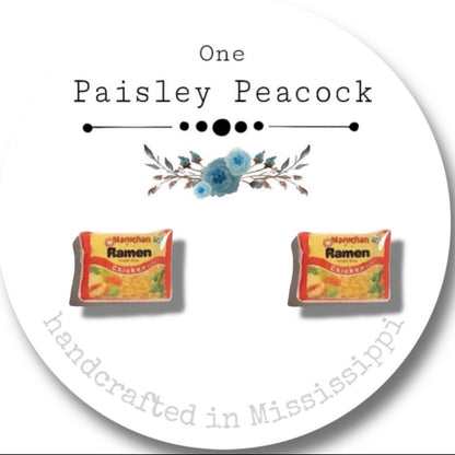 Stud Earrings-ramen noodles