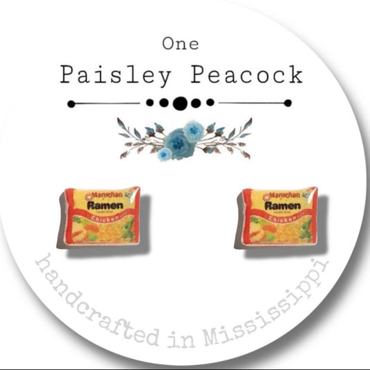 Stud Earrings-ramen noodles