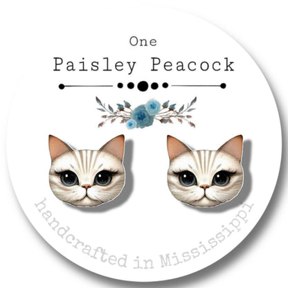 Whimsical cat stud earrings