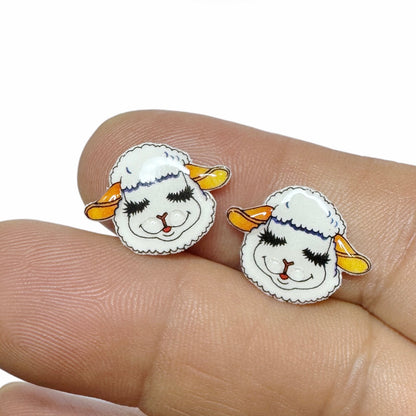 Lamb chop inspired stud earrings handmade