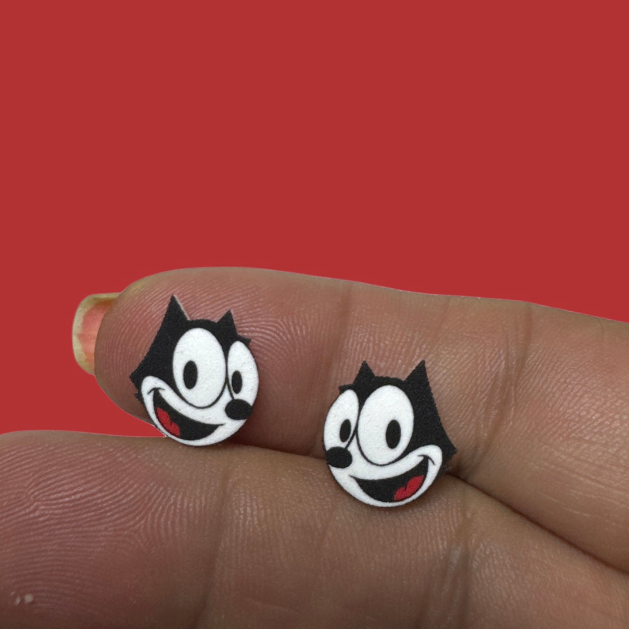 Felix Cat inspired handmade stud earrings