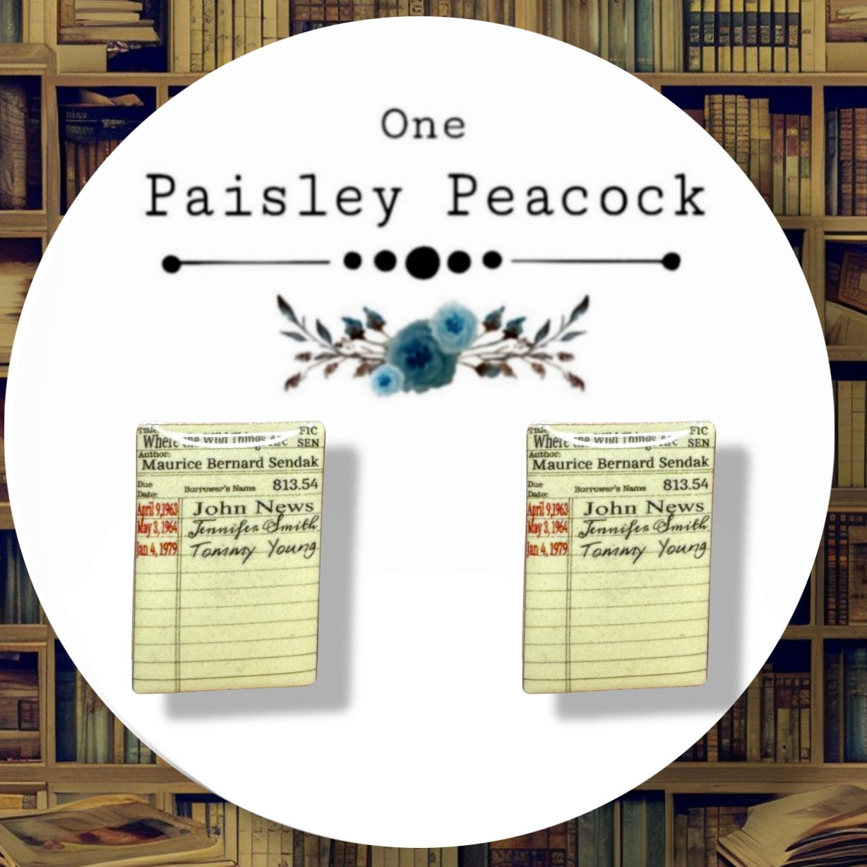 Stud Earrings-library card