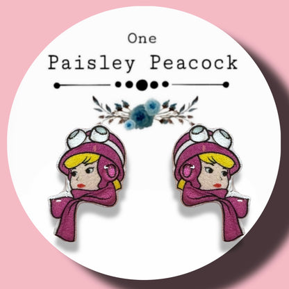 Penelope Pittstop inspired stud earrings handmade