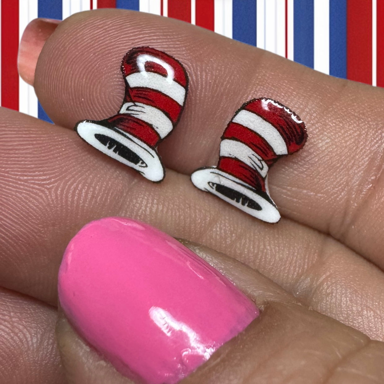 Dr. Seuss Hat inspired handmade earrings