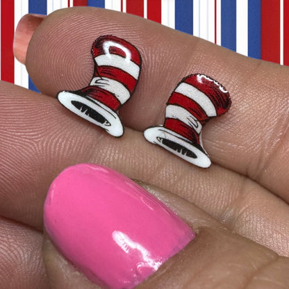 Dr. Seuss Hat inspired handmade earrings