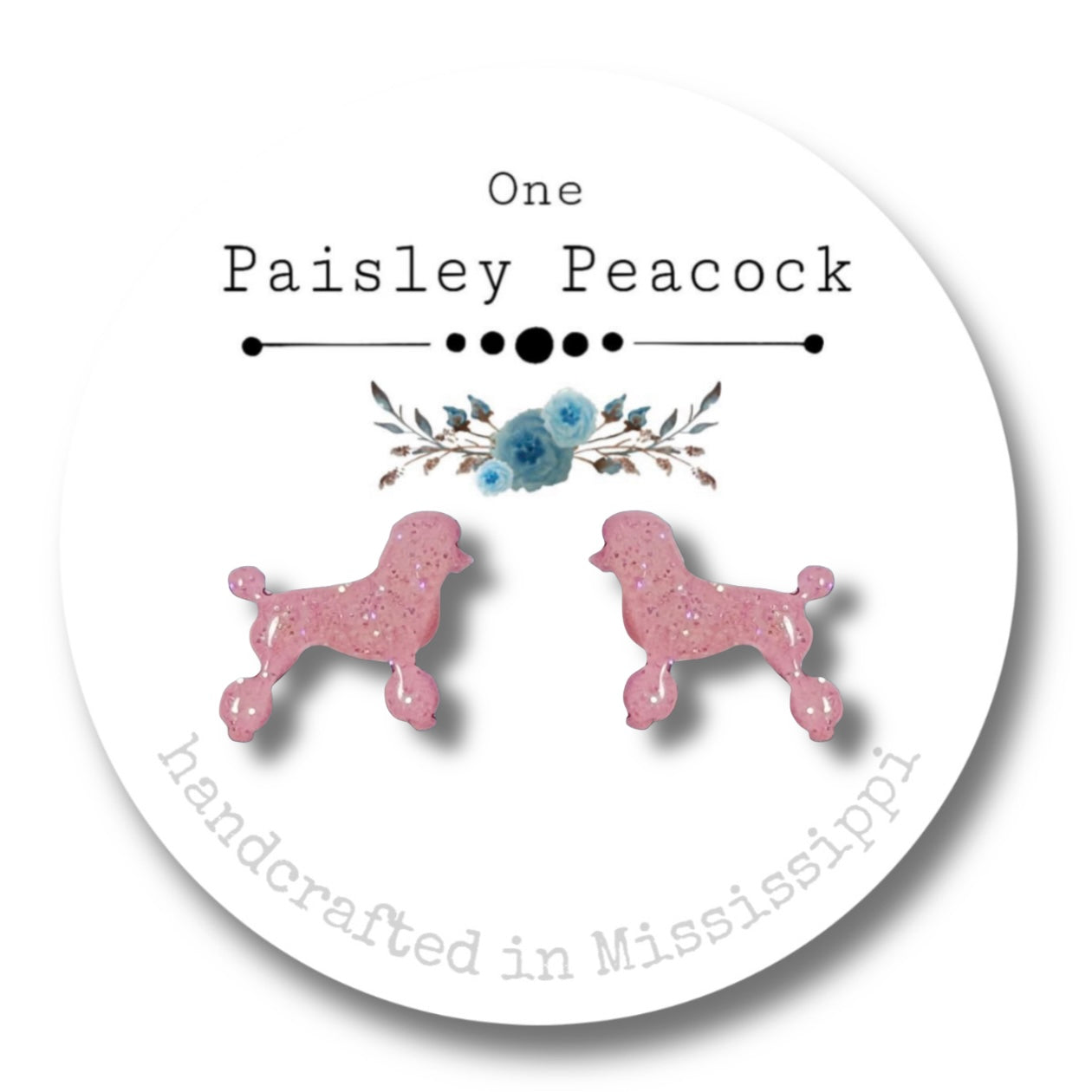 Dog Stud Earrings-Pink Poodle