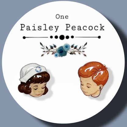 Nurse Nancy Doctor Dan inspired stud earrings handmade