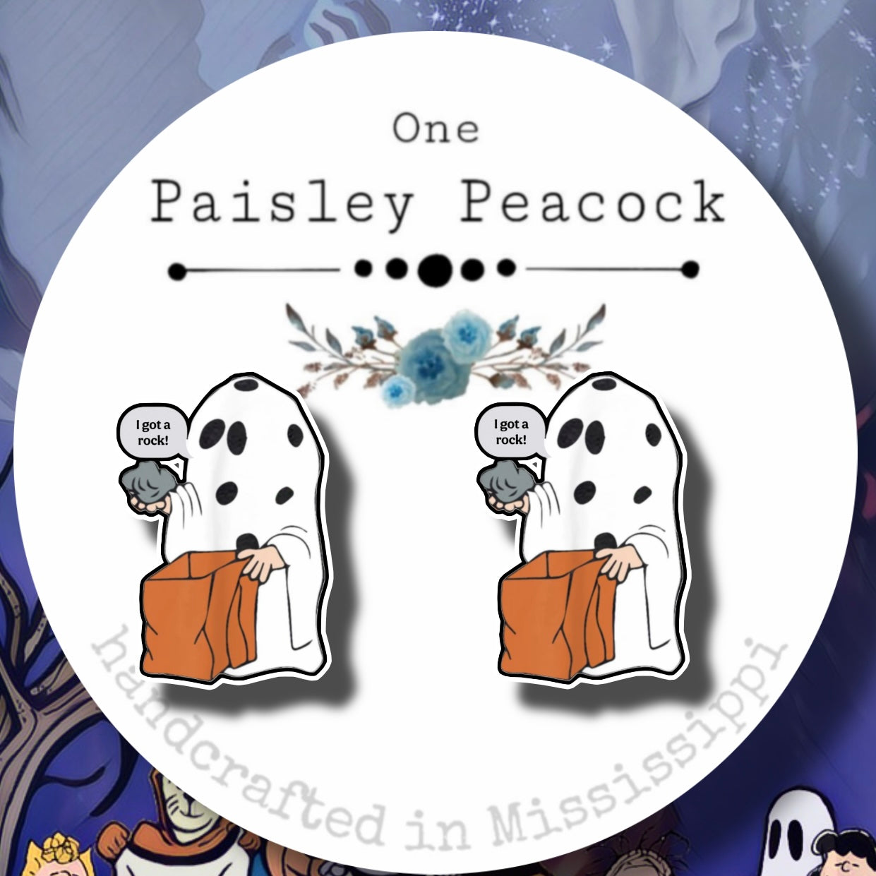 Stud earrings- Snoopy Halloween I Got A Rock