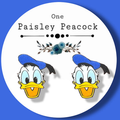 Donald Duck inspired handmade stud earrings