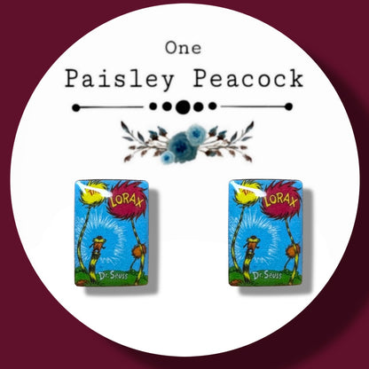 Lorax Book inspired handmade stud earrings