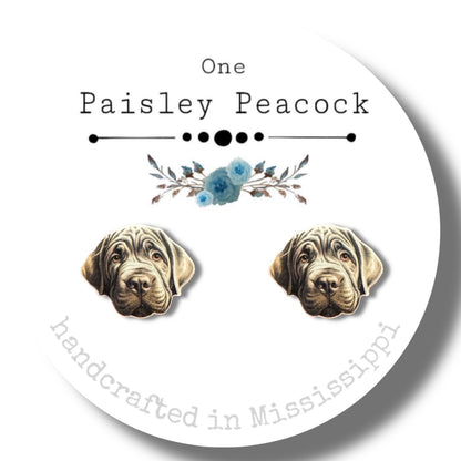 Dog Stud Earrings-black lab
