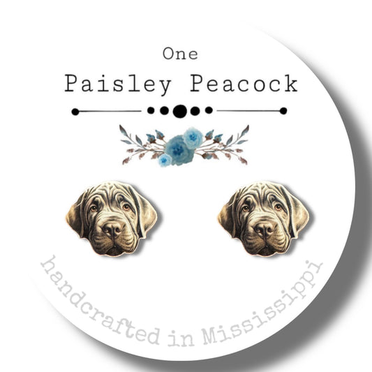 Dog Stud Earrings-black lab