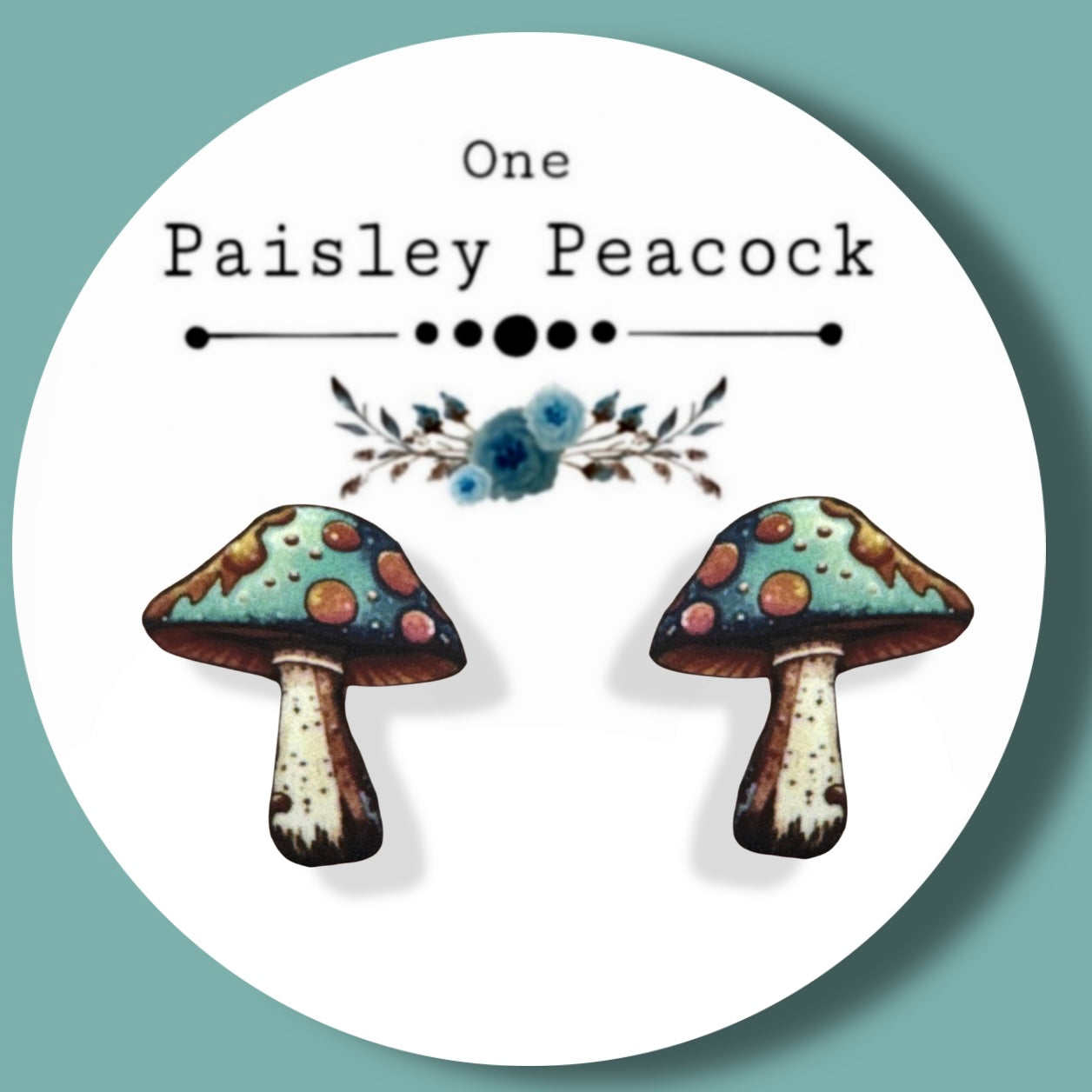 Stud Earrings-blue mushroom