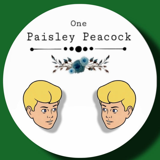 Johnny Quest inspired handmade stud earrings