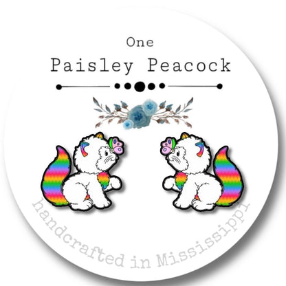 Rainbow Brite stud earrings