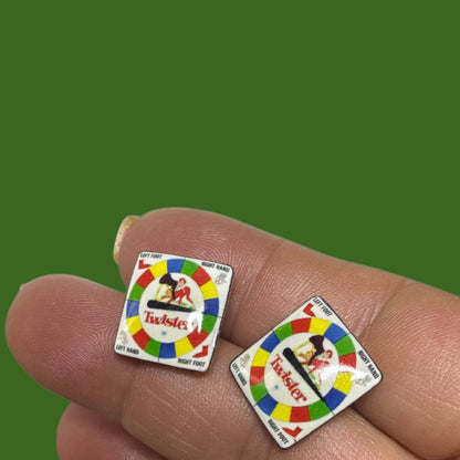 Twister inspired handmade stud earrings board game