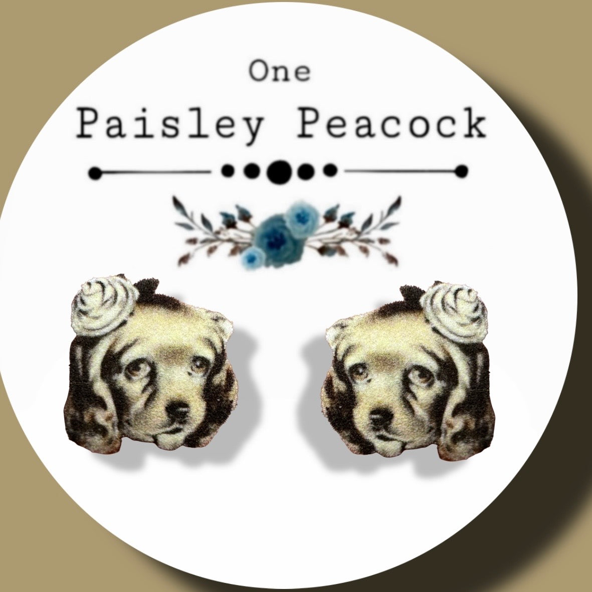 Amber Dog inspired stud earrings cocker spaniel