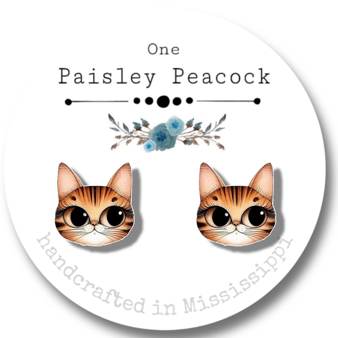 Whimsical cat stud earrings