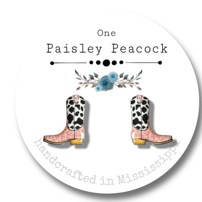 Stud Earrings or pin- COWboy boots pink