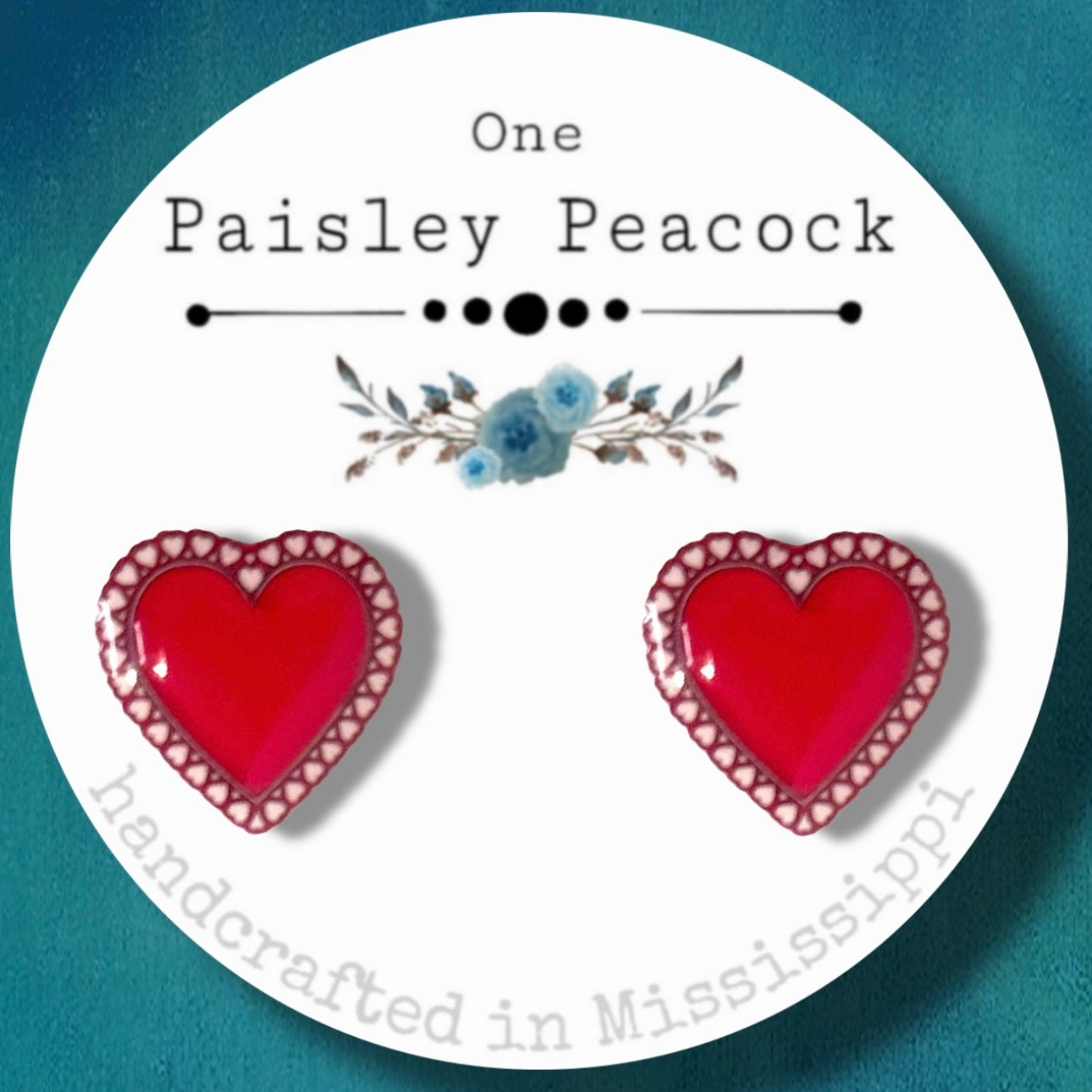 Valentines Day Red Heart post earrings