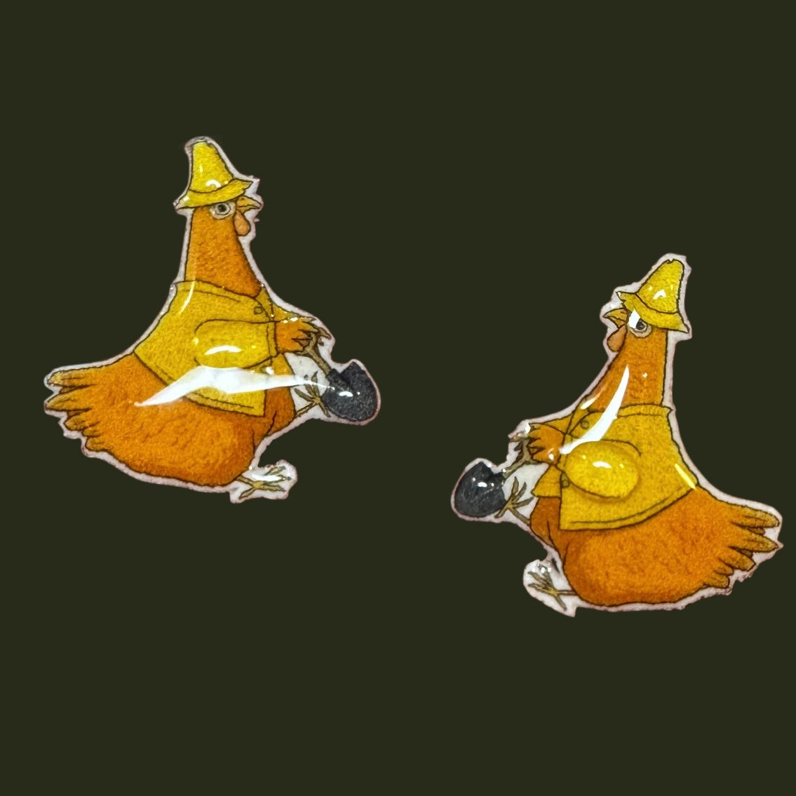 Little Red Hen inspired stud earrings