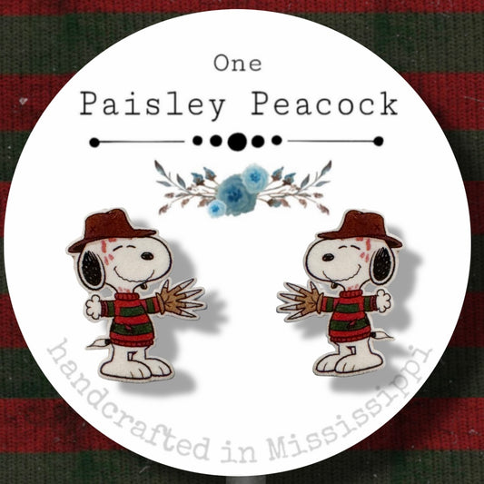 Stud earrings- Snoopy Freddy Krueger inspired Halloween