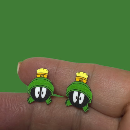 Marvin Martian inspired handmade stud earrings