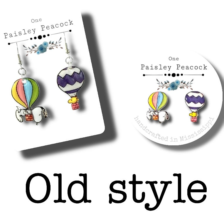 Snoopy hot air balloon earrings
