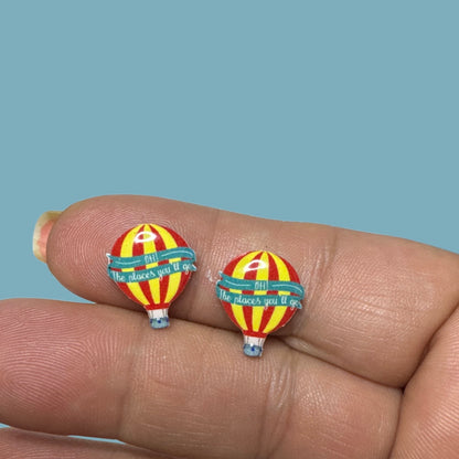 Hot Air Ballon Stud Earrings Oh the Places You’ll Go inspired