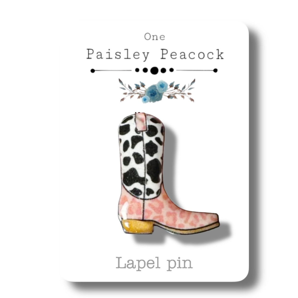 Stud Earrings or pin- COWboy boots pink