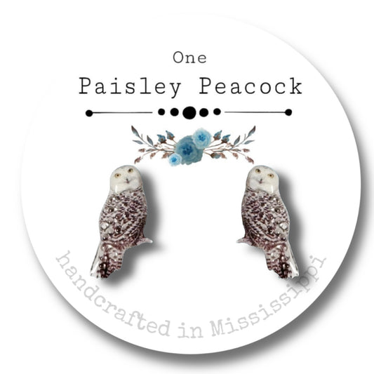Bird earrings-owl white