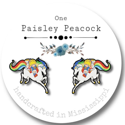 Rainbow Brite stud earrings