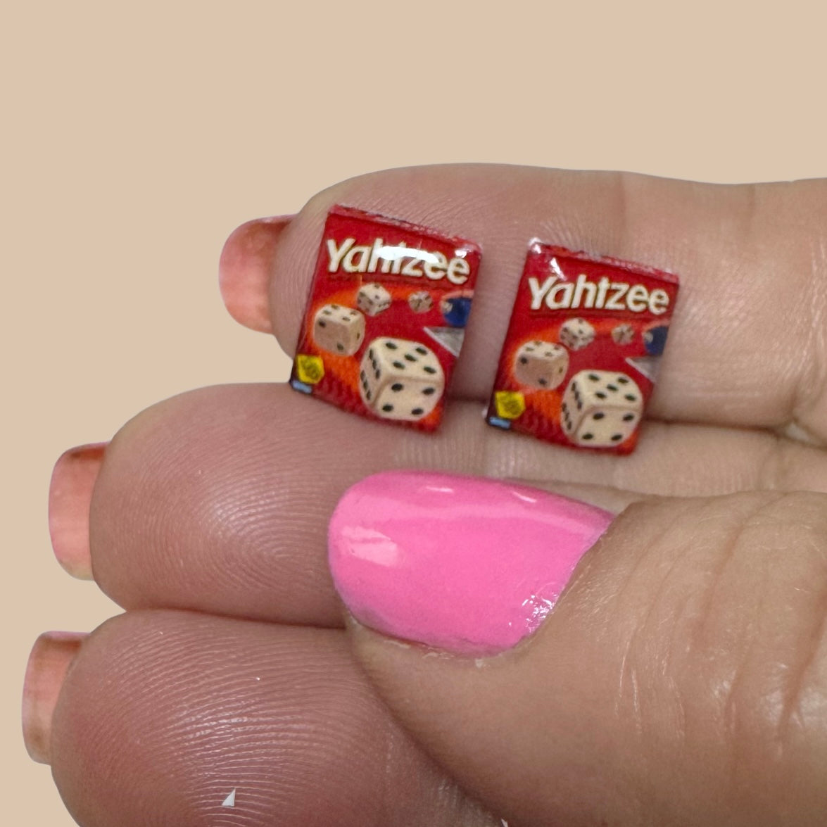 Yatzee inspired handmade stud earrings
